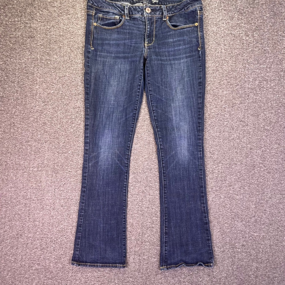American Eagle Skinny Kick Jeans Womens 12 Dark Wash Sequin Pockets Y2K 32x31